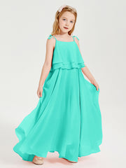 Robes de Demoiselle d'Honneur Junior en Mousseline avec Nœud Papillon Spa