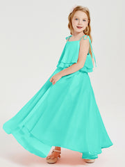 Robes de Demoiselle d'Honneur Junior en Mousseline avec Nœud Papillon Spa