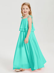 Robes de Demoiselle d'Honneur Junior en Mousseline avec Nœud Papillon Spa