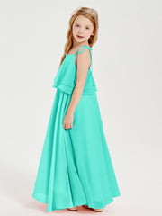 Robes de Demoiselle d'Honneur Junior en Mousseline avec Nœud Papillon Spa