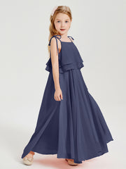Robes de Demoiselle d'Honneur Junior en Mousseline avec Nœud Papillon Orageux