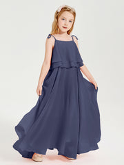 Robes de Demoiselle d'Honneur Junior en Mousseline avec Nœud Papillon Orageux