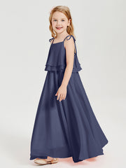Robes de Demoiselle d'Honneur Junior en Mousseline avec Nœud Papillon Orageux