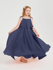 Robes de Demoiselle d'Honneur Junior en Mousseline avec Nœud Papillon Orageux