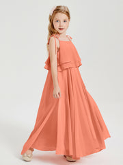 Robes de Demoiselle d'Honneur Junior en Mousseline avec Nœud Papillon Crépuscule
