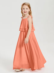 Robes de Demoiselle d'Honneur Junior en Mousseline avec Nœud Papillon Crépuscule