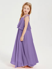Robes de Demoiselle d'Honneur Junior en Mousseline avec Nœud Papillon Tahiti