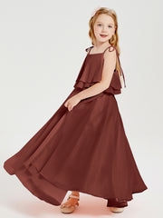 Robes de Demoiselle d'Honneur Junior en Mousseline avec Nœud Papillon Terracotta