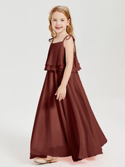 Robes de Demoiselle d'Honneur Junior en Mousseline avec Nœud Papillon Terracotta
