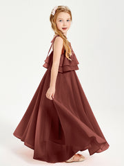 Robes de Demoiselle d'Honneur Junior en Mousseline avec Nœud Papillon Terracotta