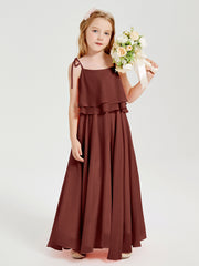 Robes de Demoiselle d'Honneur Junior en Mousseline avec Nœud Papillon Terracotta