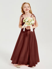 Robes de Demoiselle d'Honneur Junior en Mousseline avec Nœud Papillon Terracotta