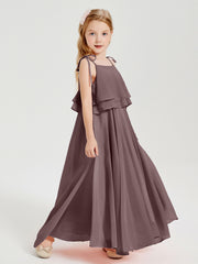 Robes de Demoiselle d'Honneur Junior en Mousseline avec Nœud Papillon Vintage Mauve