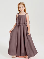 Robes de Demoiselle d'Honneur Junior en Mousseline avec Nœud Papillon Vintage Mauve