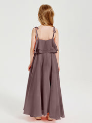 Robes de Demoiselle d'Honneur Junior en Mousseline avec Nœud Papillon Vintage Mauve
