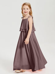 Robes de Demoiselle d'Honneur Junior en Mousseline avec Nœud Papillon Vintage Mauve