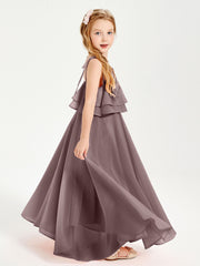 Robes de Demoiselle d'Honneur Junior en Mousseline avec Nœud Papillon Vintage Mauve