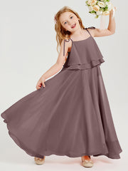 Robes de Demoiselle d'Honneur Junior en Mousseline avec Nœud Papillon Vintage Mauve