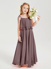 Robes de Demoiselle d'Honneur Junior en Mousseline avec Nœud Papillon Vintage Mauve