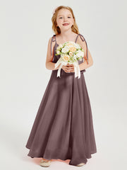 Robes de Demoiselle d'Honneur Junior en Mousseline avec Nœud Papillon Vintage Mauve