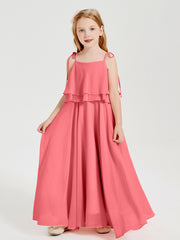 Robes de Demoiselle d'Honneur Junior en Mousseline avec Nœud Papillon Pastèque