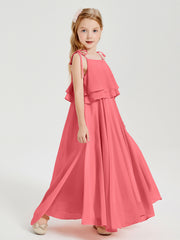 Robes de Demoiselle d'Honneur Junior en Mousseline avec Nœud Papillon Pastèque