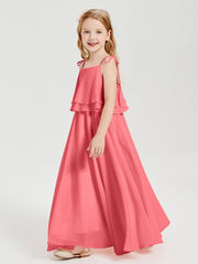 Robes de Demoiselle d'Honneur Junior en Mousseline avec Nœud Papillon Pastèque