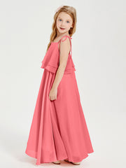 Robes de Demoiselle d'Honneur Junior en Mousseline avec Nœud Papillon Pastèque