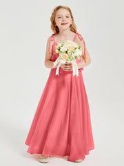Robes de Demoiselle d'Honneur Junior en Mousseline avec Nœud Papillon Pastèque