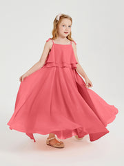 Robes de Demoiselle d'Honneur Junior en Mousseline avec Nœud Papillon Pastèque