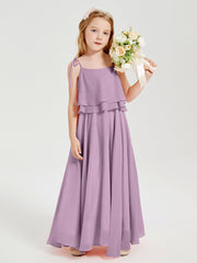 Robes de Demoiselle d'Honneur Junior en Mousseline avec Nœud Papillon Glycine