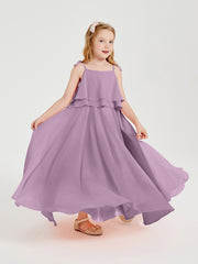 Robes de Demoiselle d'Honneur Junior en Mousseline avec Nœud Papillon Glycine