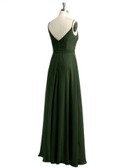 Spaghetti Bretelles Mousseline Robes Avec Col En Cœur Olive Verte