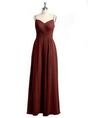Spaghetti Bretelles Mousseline Robes Avec Col En Cœur terracotta