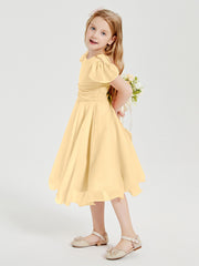 Robes de Demoiselle d'Honneur Junior en Mousseline à Longueur de Mollet Or