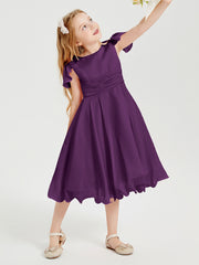 Robes de Demoiselle d'Honneur Junior en Mousseline à Longueur de Mollet Raisin