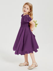 Robes de Demoiselle d'Honneur Junior en Mousseline à Longueur de Mollet Raisin