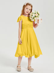 Robes de Demoiselle d'Honneur Junior en Mousseline à Longueur de Mollet Souci