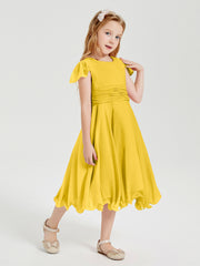Robes de Demoiselle d'Honneur Junior en Mousseline à Longueur de Mollet Souci