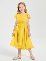 Robes de Demoiselle d'Honneur Junior en Mousseline à Longueur de Mollet Souci