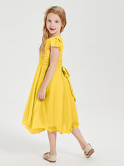 Robes de Demoiselle d'Honneur Junior en Mousseline à Longueur de Mollet Souci