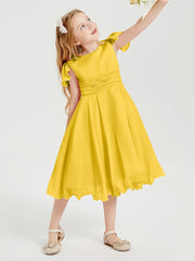 Robes de Demoiselle d'Honneur Junior en Mousseline à Longueur de Mollet Souci