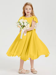 Robes de Demoiselle d'Honneur Junior en Mousseline à Longueur de Mollet Souci