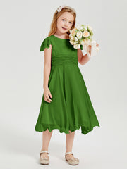 Robes de Demoiselle d'Honneur Junior en Mousseline à Longueur de Mollet Mousse