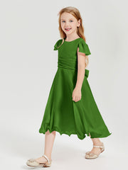 Robes de Demoiselle d'Honneur Junior en Mousseline à Longueur de Mollet Mousse