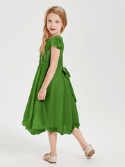 Robes de Demoiselle d'Honneur Junior en Mousseline à Longueur de Mollet Mousse