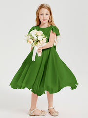 Robes de Demoiselle d'Honneur Junior en Mousseline à Longueur de Mollet Mousse