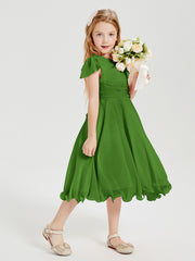 Robes de Demoiselle d'Honneur Junior en Mousseline à Longueur de Mollet Mousse
