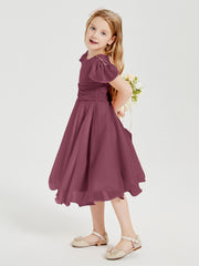 Robes de Demoiselle d'Honneur Junior en Mousseline à Longueur de Mollet Mûre