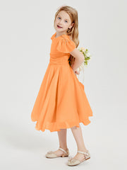 Robes de Demoiselle d'Honneur Junior en Mousseline à Longueur de Mollet Orange